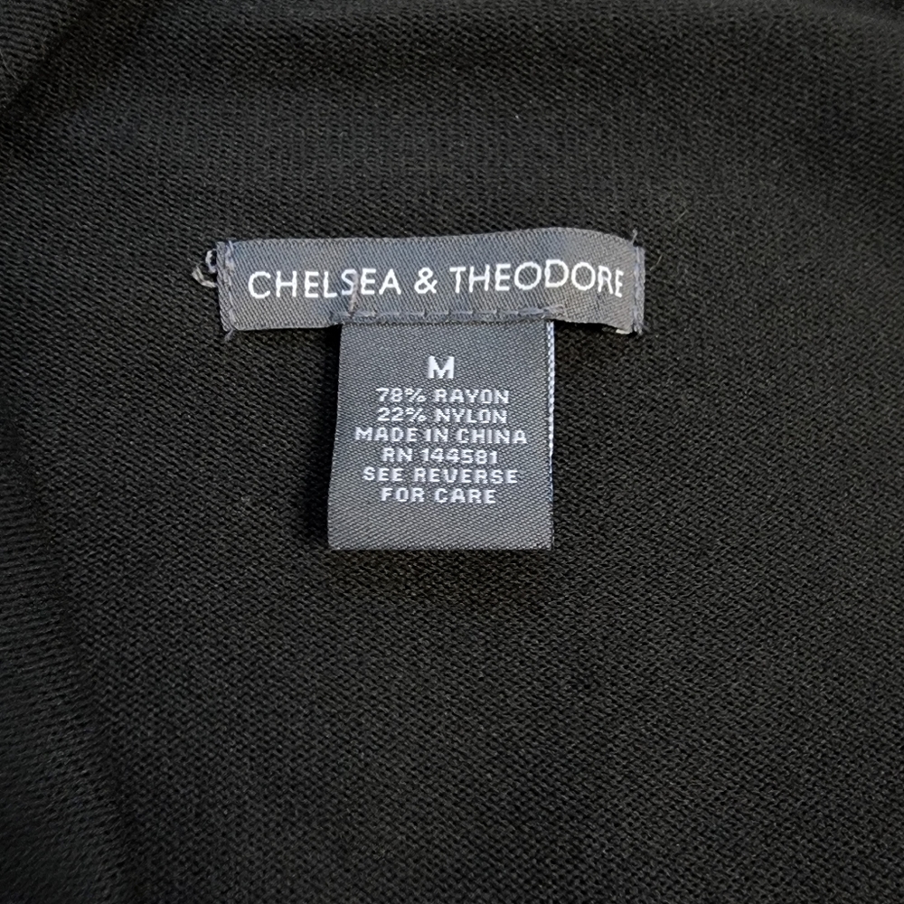 CHELSEA & THEODORE Black Knit Cardigan Sweater Vest Gold Grommet - Picture 3 of 10
